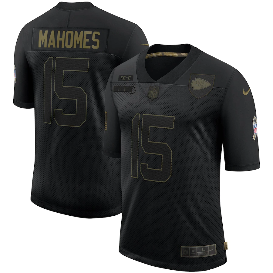 NFL Kansas City Chiefs #15 Patrick Mahomes Nike Men 2020 Salute To Service Limited Black jerseys